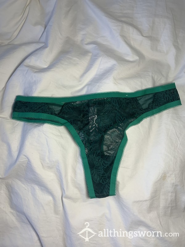 Green Cut Out Lace & Mesh Thong