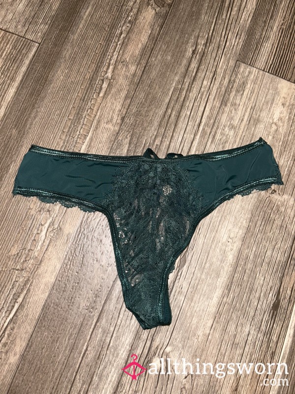 Green Lace Thong With Open Back 💚