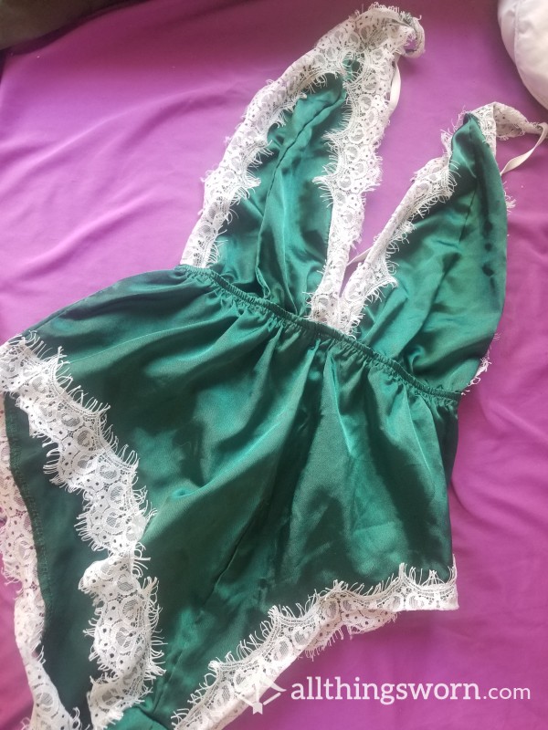 Green Silky One Piece Lingerie