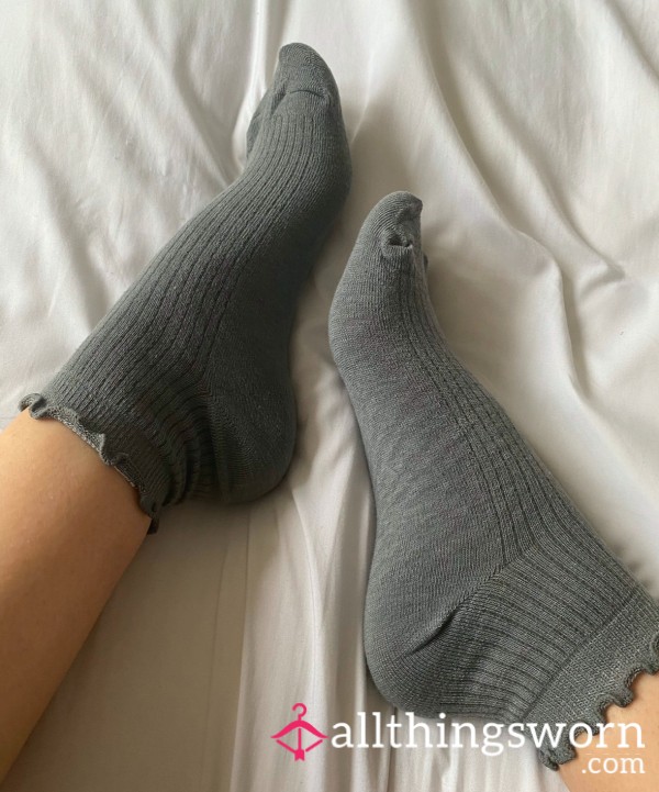 Grey Ankle Socks, 48hr Wear 🤍