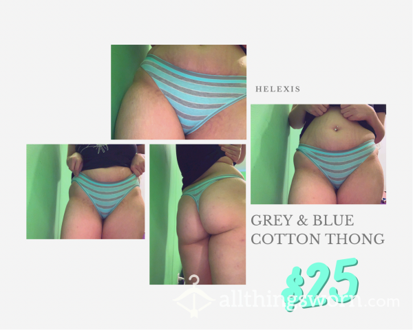 Grey & Blue Thong