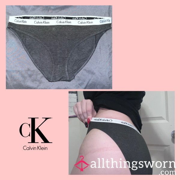 GREY CALVIN KLEIN MEDIUM BIKINI PANTIES - WORN FOR 24 HOURS 💦