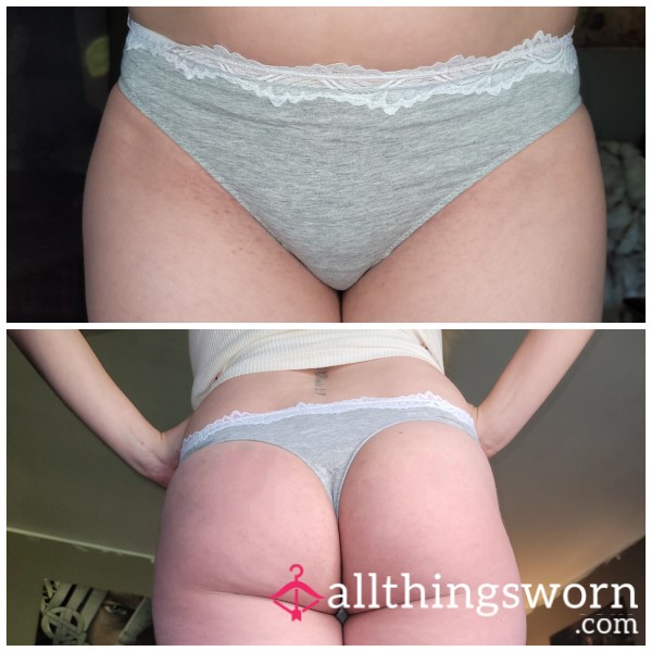 Grey With White Lace Trim