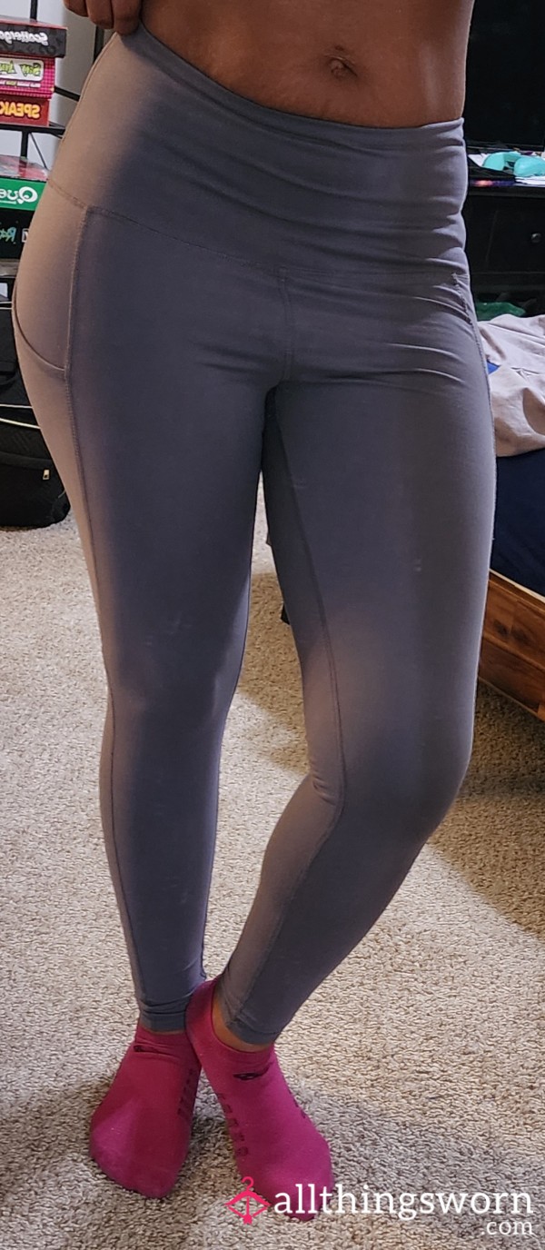 Grey/Gray High Waist Yoga Pants/Leggings