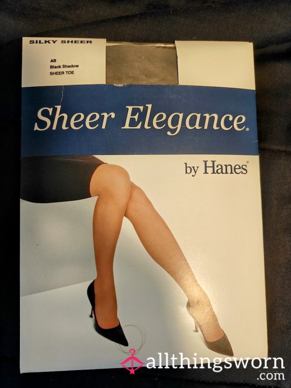 Hanes Pantyhose-Black Silky Sheer Black Shadow Sheer Elegance