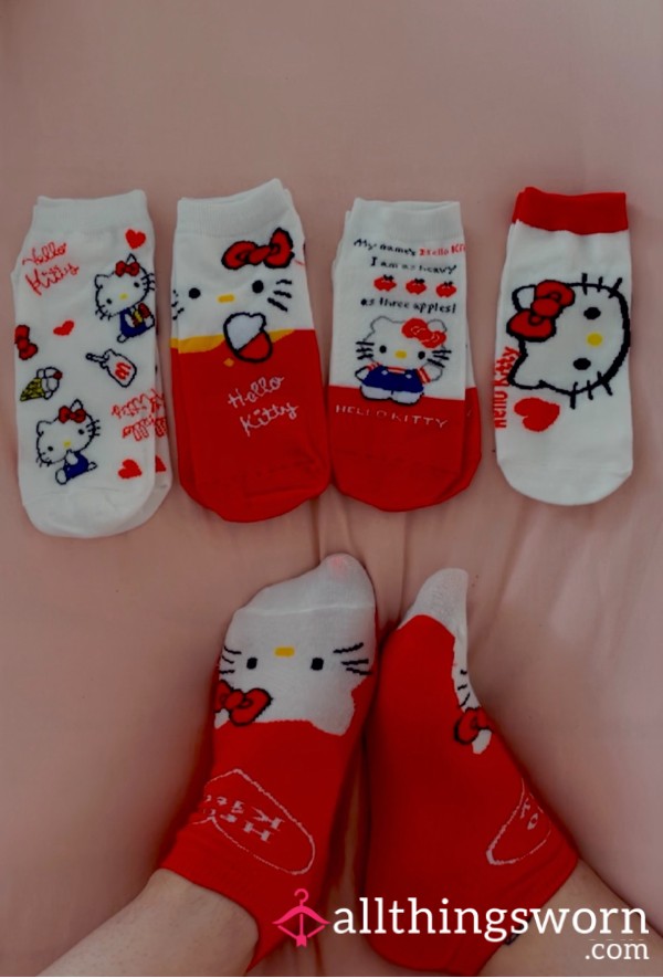 Hello Kitty Ankle Socks - Various - Used And Worn By BBW Goddess