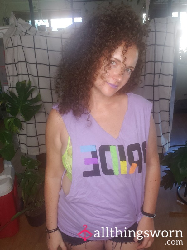 Homemade Purple Cut Up/out Pride Shirt Size L