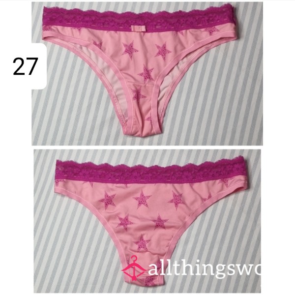 Hot Pink Star Silky Brazillian Panties