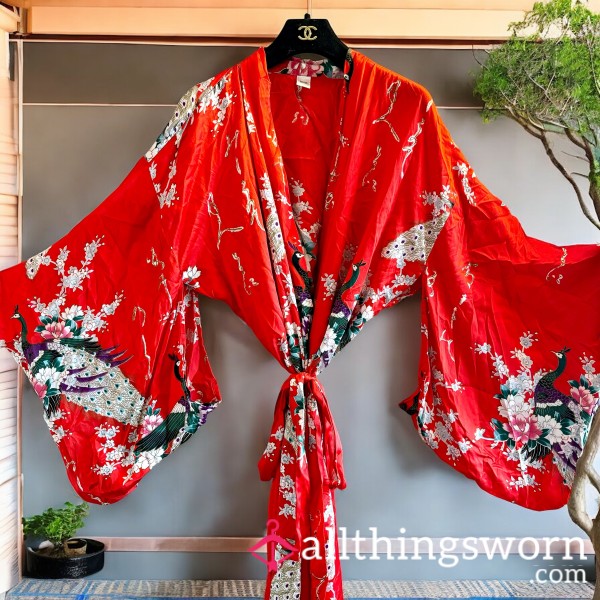 Japanese Rare 100% Silk Traditional Crane Kimono