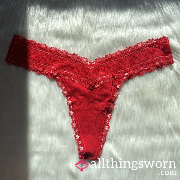 Lace Hearts Red Thong