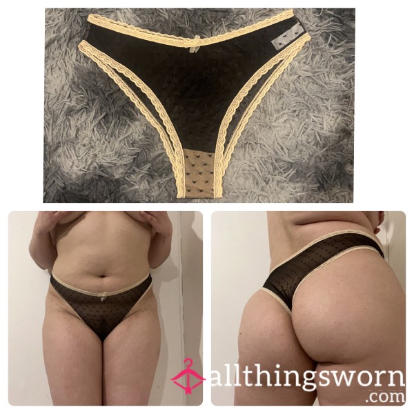 Lace Trimmed Mesh Triangle Panties In Size 12/14 Ready To Wear For You🥹
