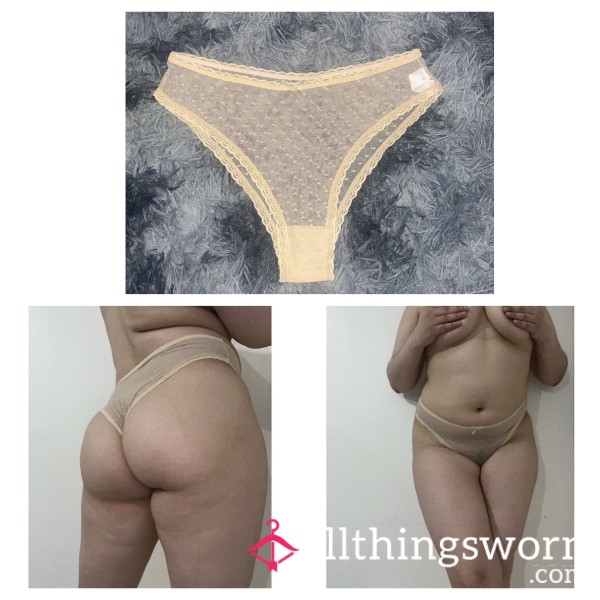Lace Trimmed Mesh Triangle Panties Size 12/14 Brand New Just For You😏