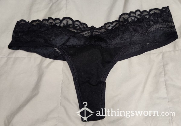 Buy Lace Waisted Black Thong Panty