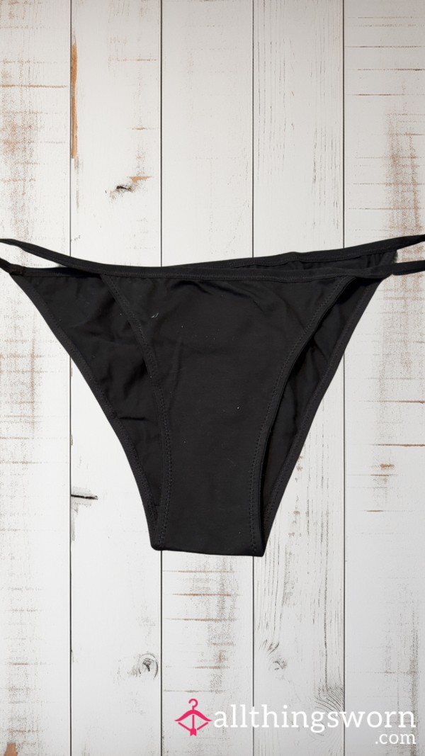 Large Black Cotton String Bikini Panties [Add-ons Available] [BBW Panties] [Domme Panties]