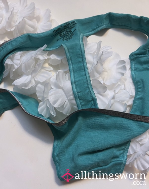 Large Turquoise Hanes Thong