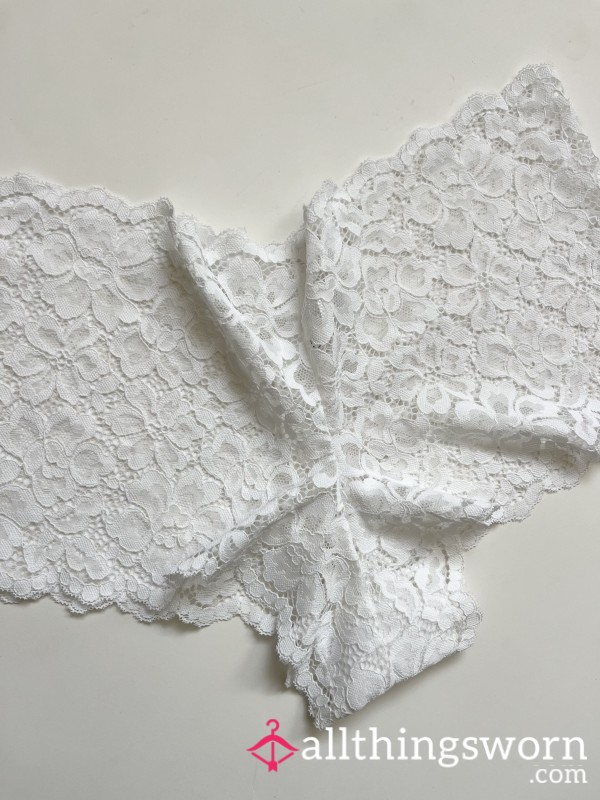 Large White Floral Lace Panties