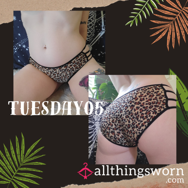 Leopard Bikini Panties With Strappy Sides