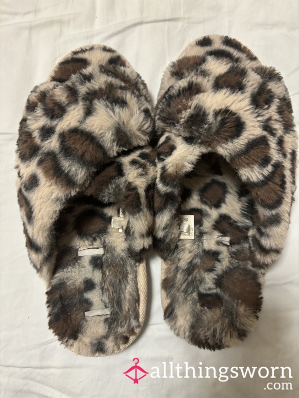 Leopard Print Slippers Well Worn