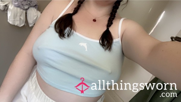 Light Blue Crop Top With Dolphin