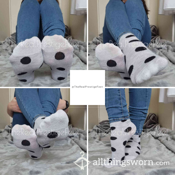 Light Grey Large Polka Dot Ankle Socks | Standard Wear 48hrs | Includes Pics & Clip | Additional Days Available | See Listing Photos For More Info - From £16.00 + P&P