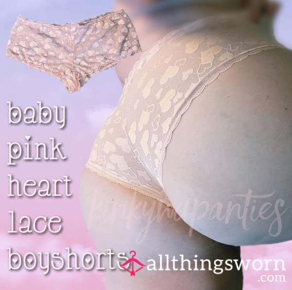 Light Pink Lace Boyshorts - Includes 48-hour Wear & U.S. Shipping