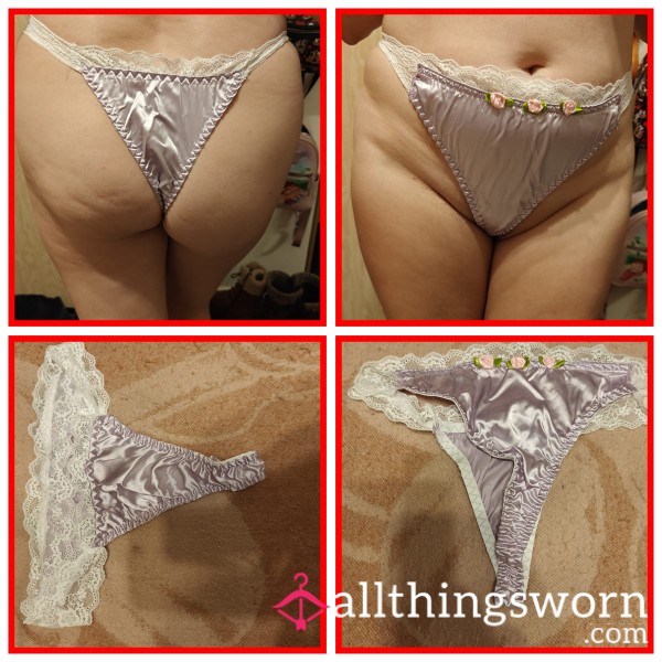 Lilac Satin Thongs