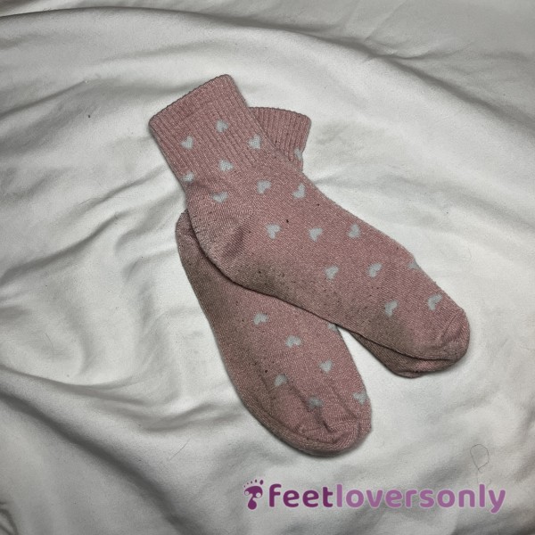1 Year Old Long Pink Socks With Hearts