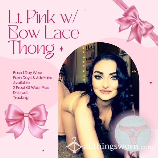 Lt. Pink W/ Bow Lace Thong