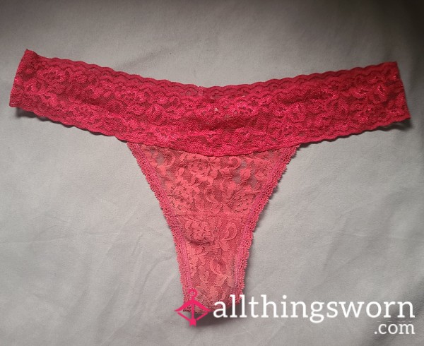 Maidenform One Size Red Lace Faded Gusset Thong - 6 Years Old!