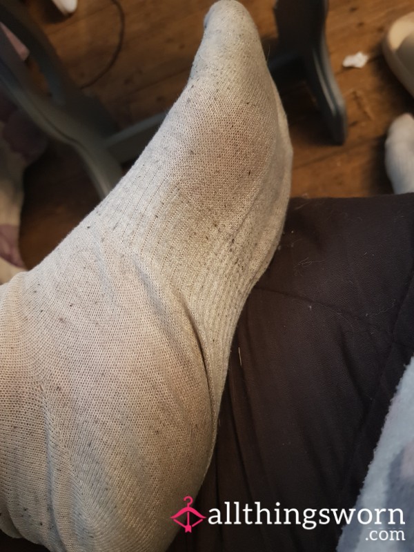 Manky Grey Trainer Socks 3 Days Wear