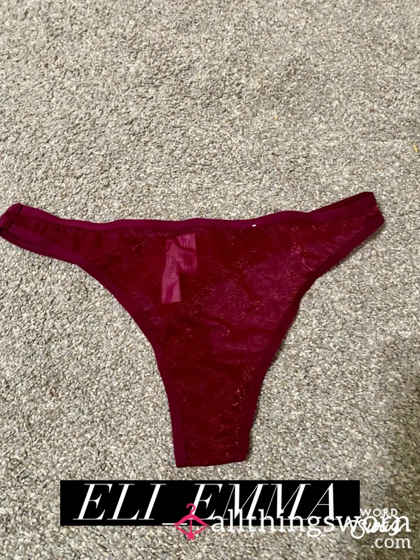 Maroon Thong- 24 Hour Wear +masturbation Play