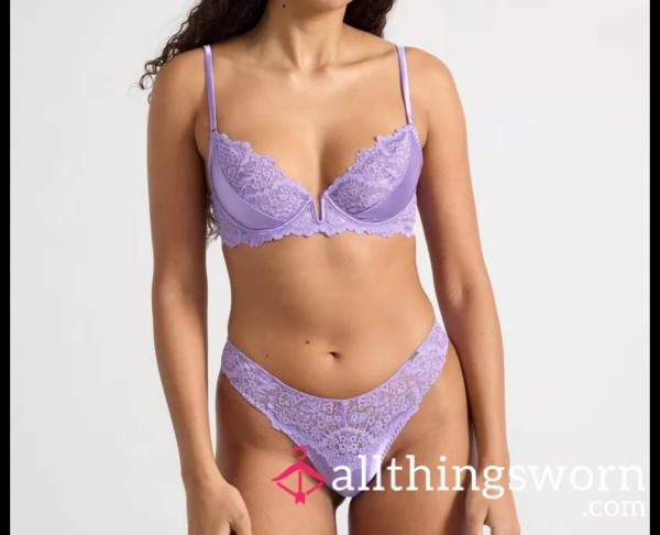 Matching Set Of Purple And Satin And Lace.