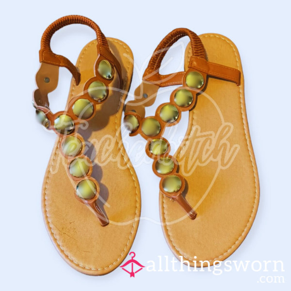 Metal Decor Thong Sandals | US Size 8