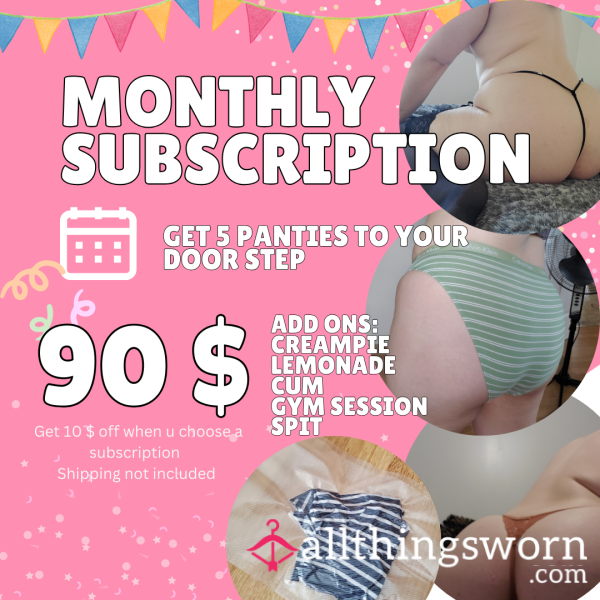 Monthly Subscription Panty Wears 5 Panties