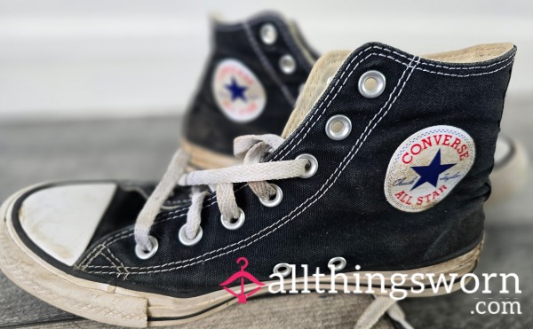 My Extremely Well Worn Black High Top Converse All Stars Shoes For You Foot Fet**h Lovers...