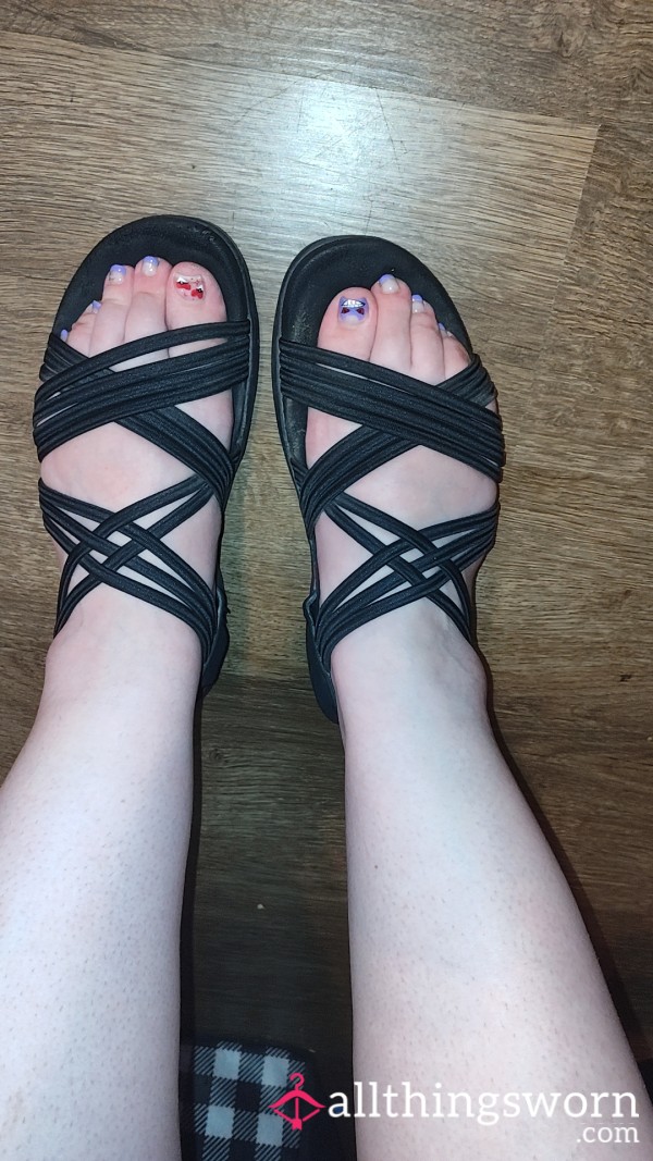 My Favorite Black Sketcher Sandals