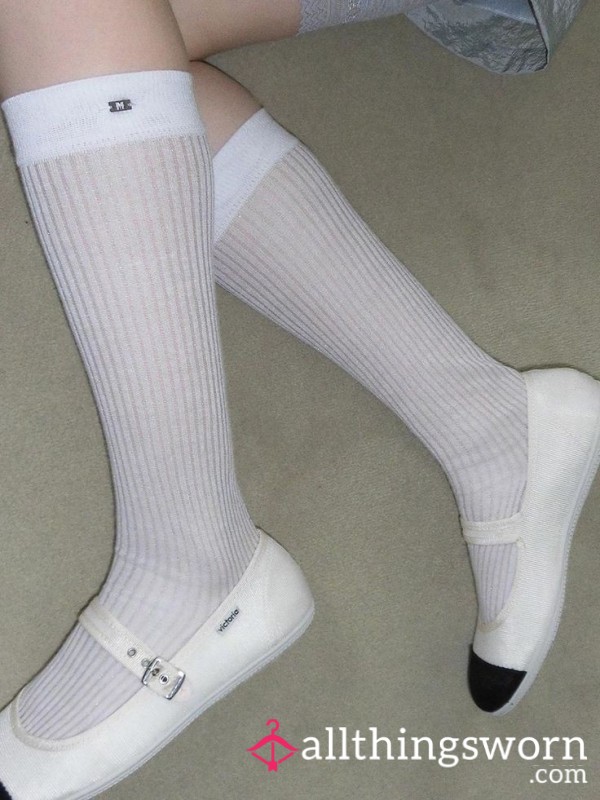 My Well-Worn White High Socks, Women's White Socks, Socks For Sale.