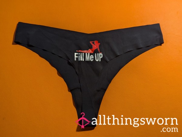 Naughty 'Fill Me Up' Black Thong