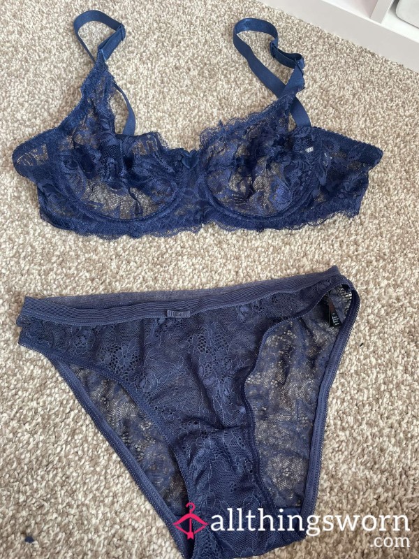 Navy Bra And Pants Set