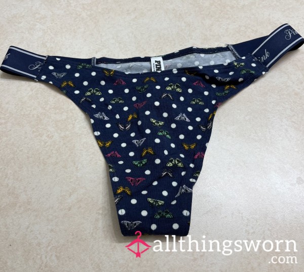 Navy Butterfly Thong