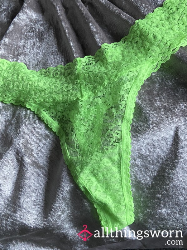 Neon Green Lace Thongs