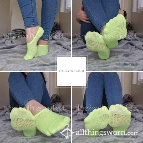 Neon Yellow/Green No Show Socks | Standard Wear 48hrs | Includes Pics & Clip | Additional Days Available | See Listing Photos For More Info - From £16.00 + P&P