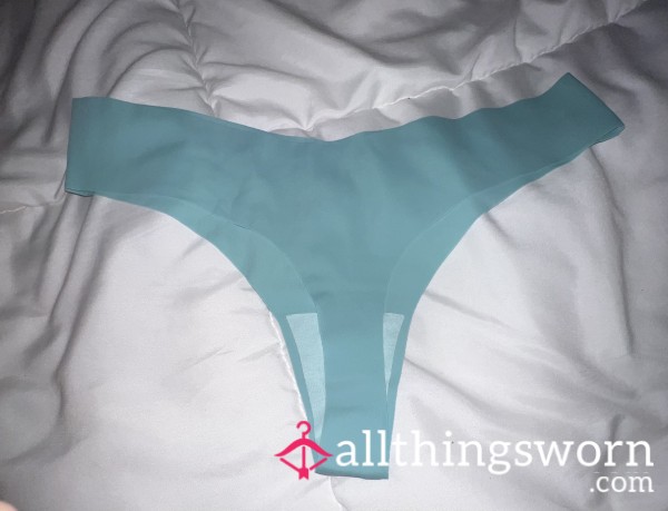 No Show Seamless Thong Teal Blue