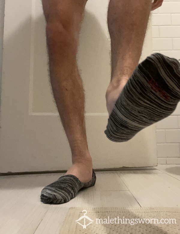 ***SOLD*** No Show Socks - Gray Stripes And Black