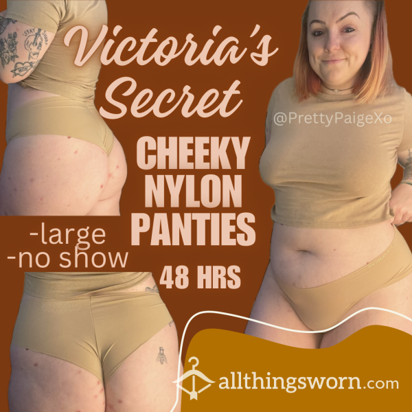 VS Cheeky Nylon Panties 🫶🏼 Beige, Size Large—  Seamless No Show 🩷 48hr Wear!
