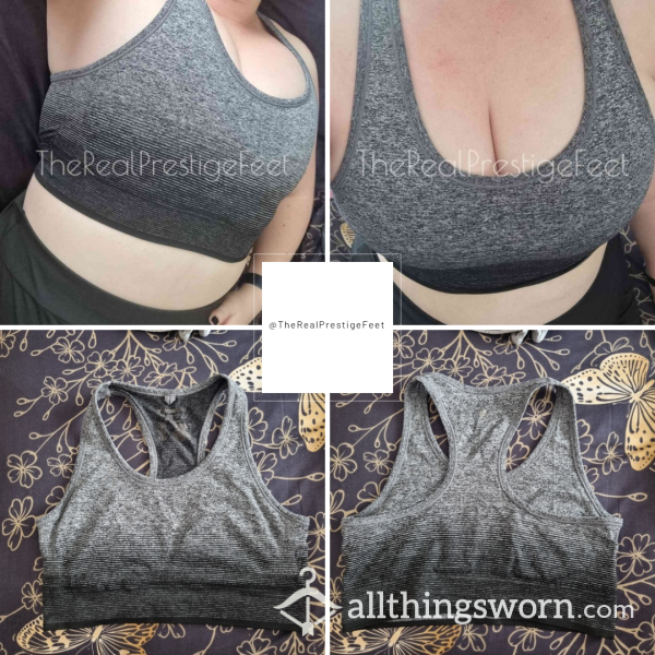 Old Dark Grey Sports Bra | Size 10-12 | Standard Wear 3 Days | Includes Proof Of Wear Pics & Access To My Boobies Folder - From £30.00 + P&P