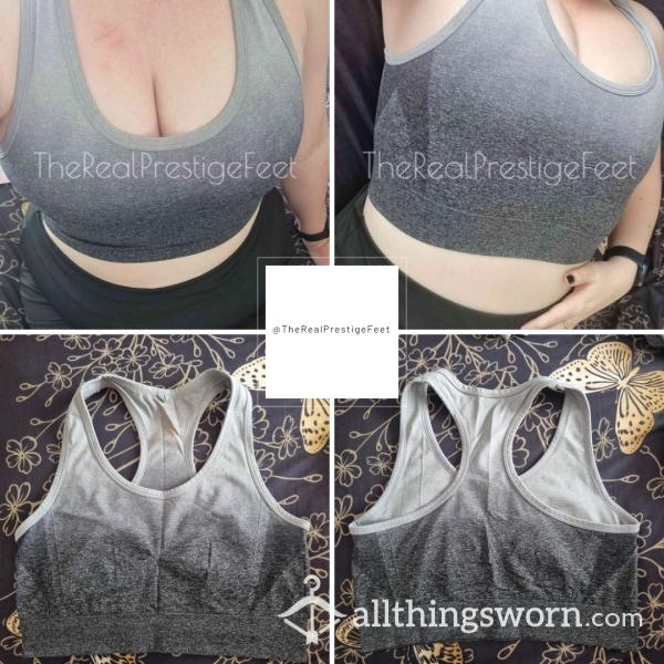Old Grey Marl Sports Bra | Size 12-14 | Standard Wear 3 Days | Includes Proof Of Wear Pics & Access To My Boobies Folder - From £30.00 + P&P
