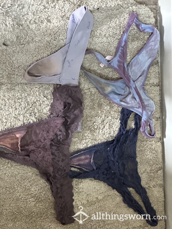 Old, Gusset Stained Thongs Ready To Be Worn!