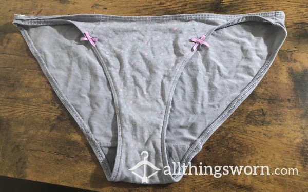 *Claimed* Old Pink And Gray Flower Panties - Includes US Shipping & 24 Hr Wear