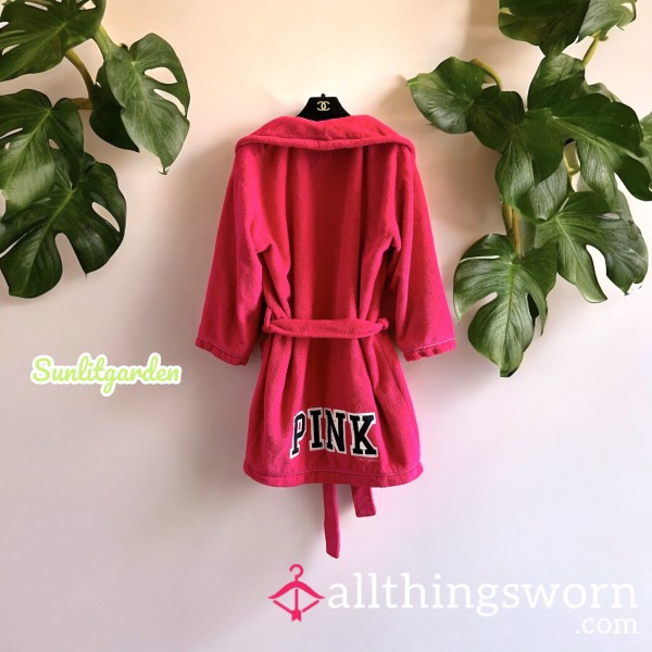 Old Victoria’s Secret PINK - Hot Pink Cotton Terry Robe